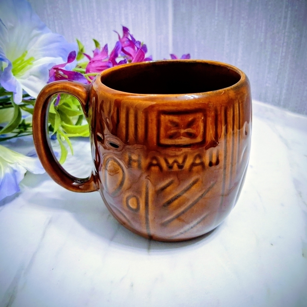Vintage Hawaii Tiki Mug Kava Craft Honolulu Peke Betty Coffee Souvenir